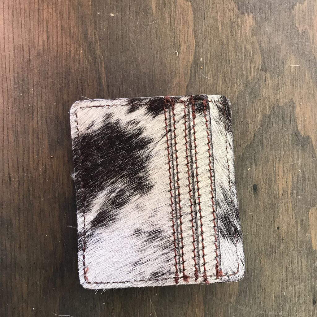 hair on cow slim card wallet