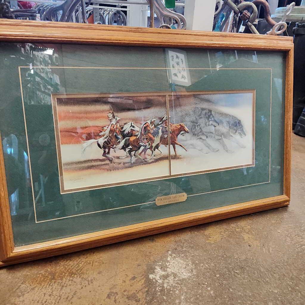 Print- Wolves of the Crow oak frame