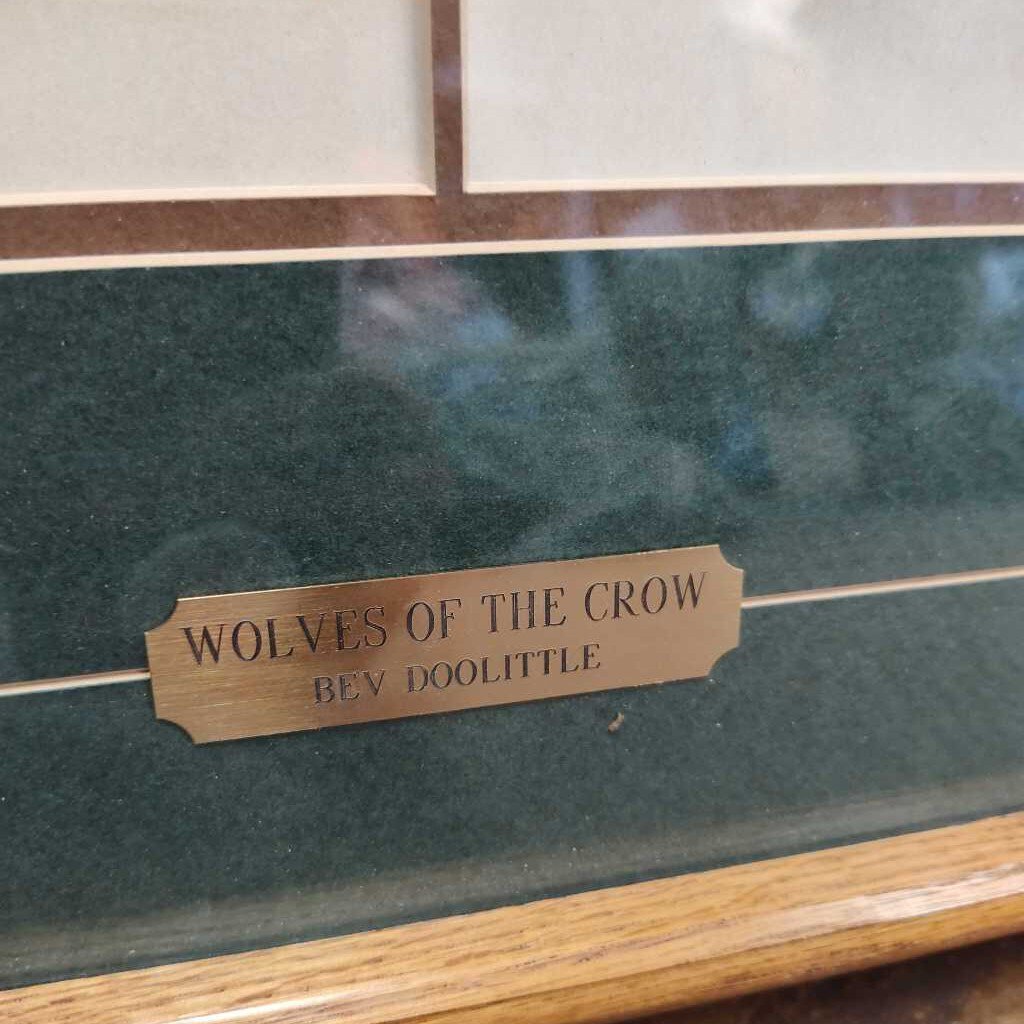 Print- Wolves of the Crow oak frame