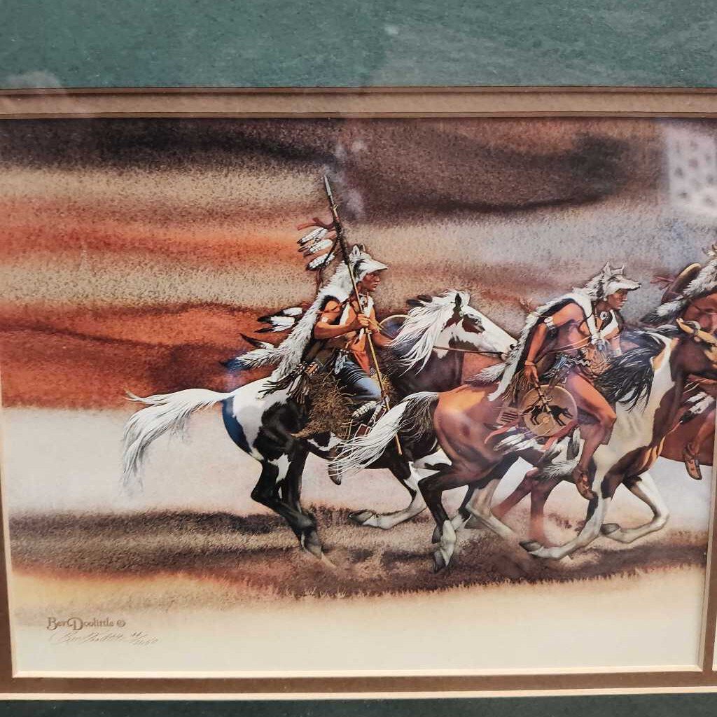 Print- Wolves of the Crow oak frame