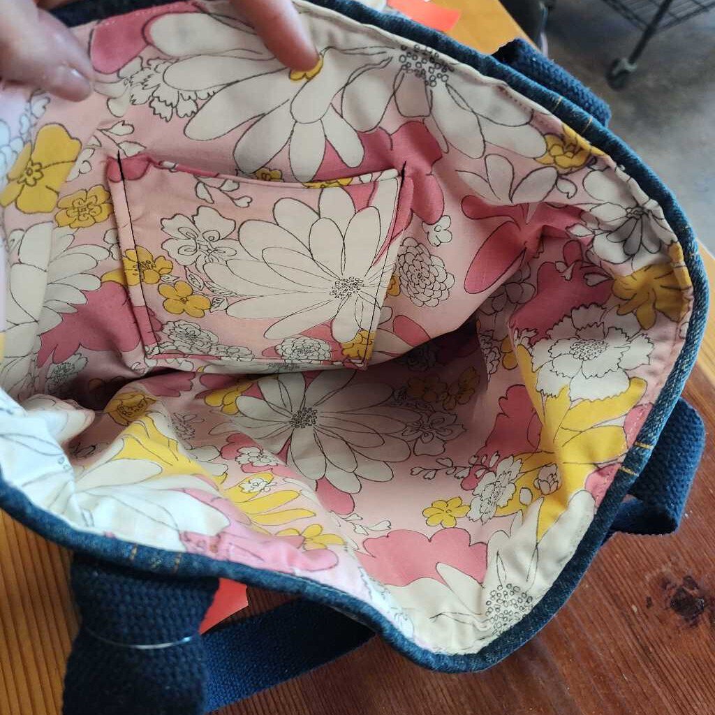 Denium Purse with flower lining