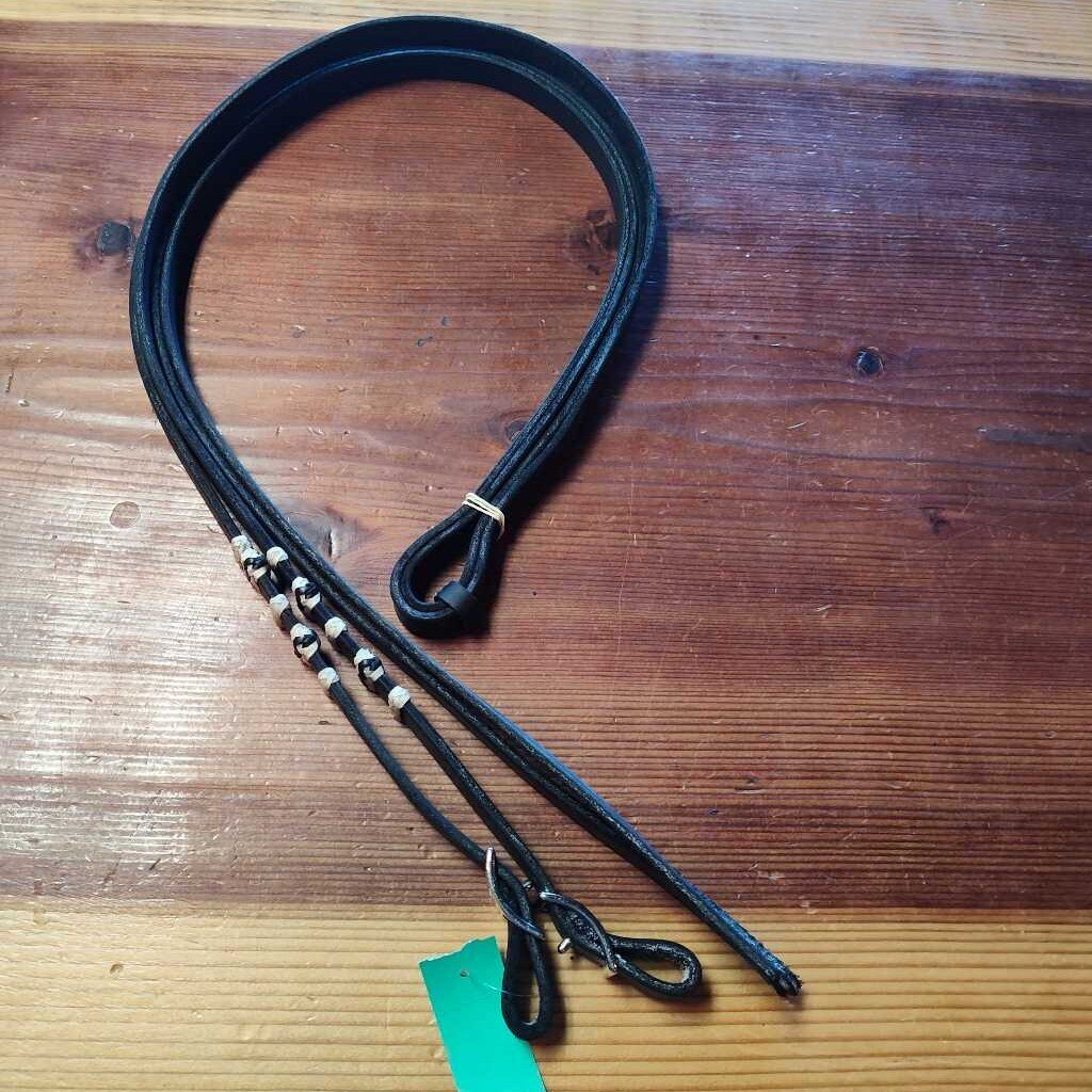 Black reins with rawhide details