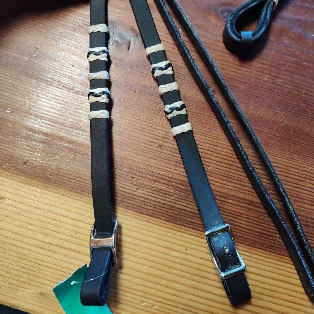 Black reins with rawhide details