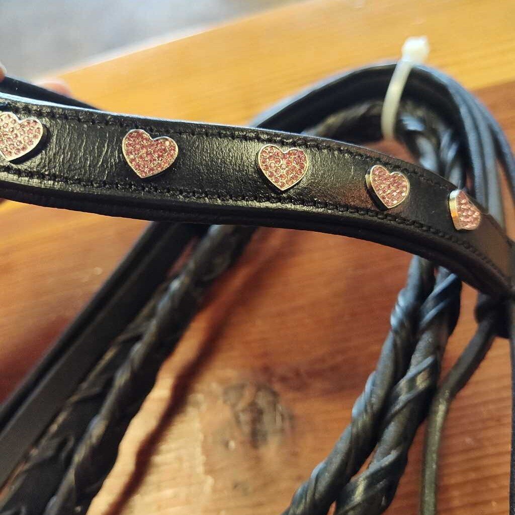 Raised/ padded heart browband with reins
