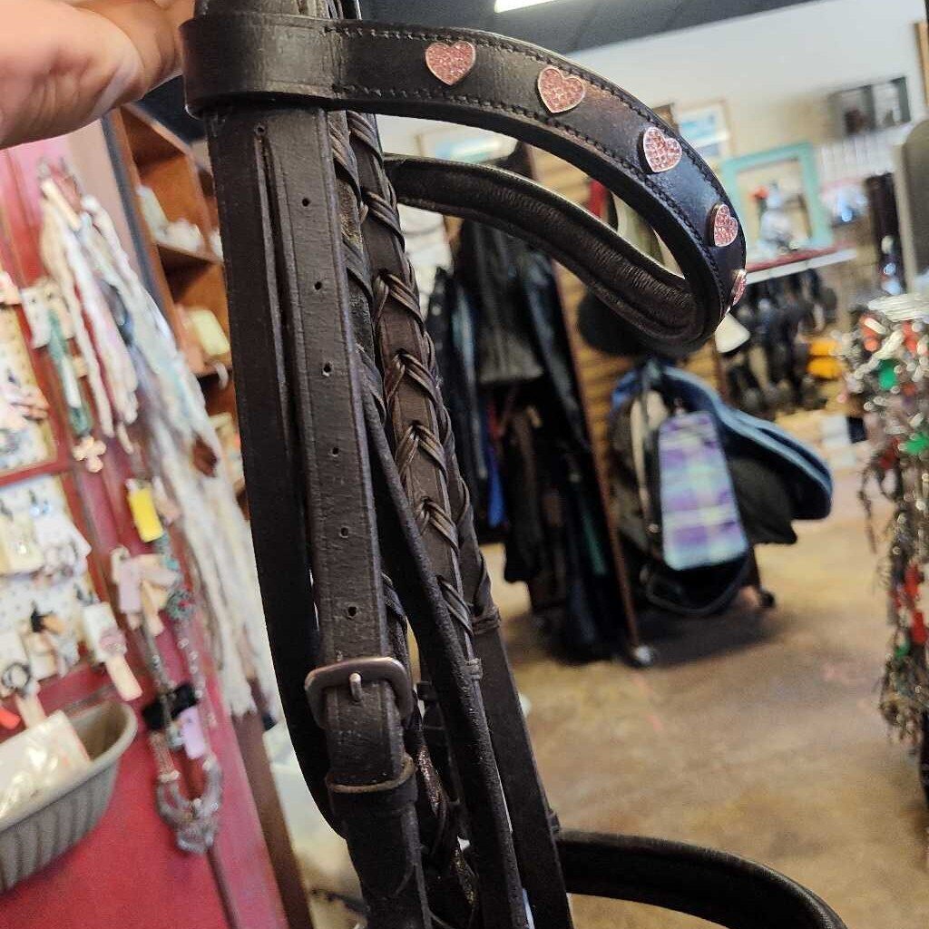 Raised/ padded heart browband with reins