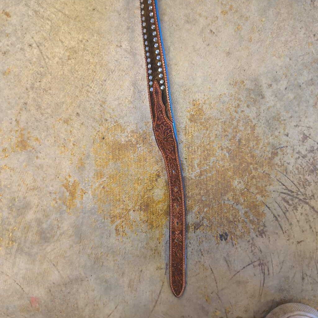 leather/ cowhide/gem detail