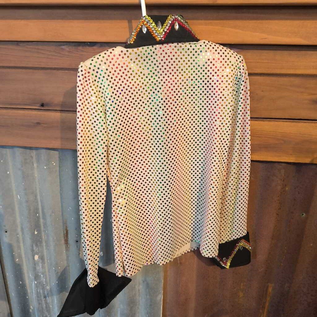 long sleeve- lycra stretch- rainbow bling- youth