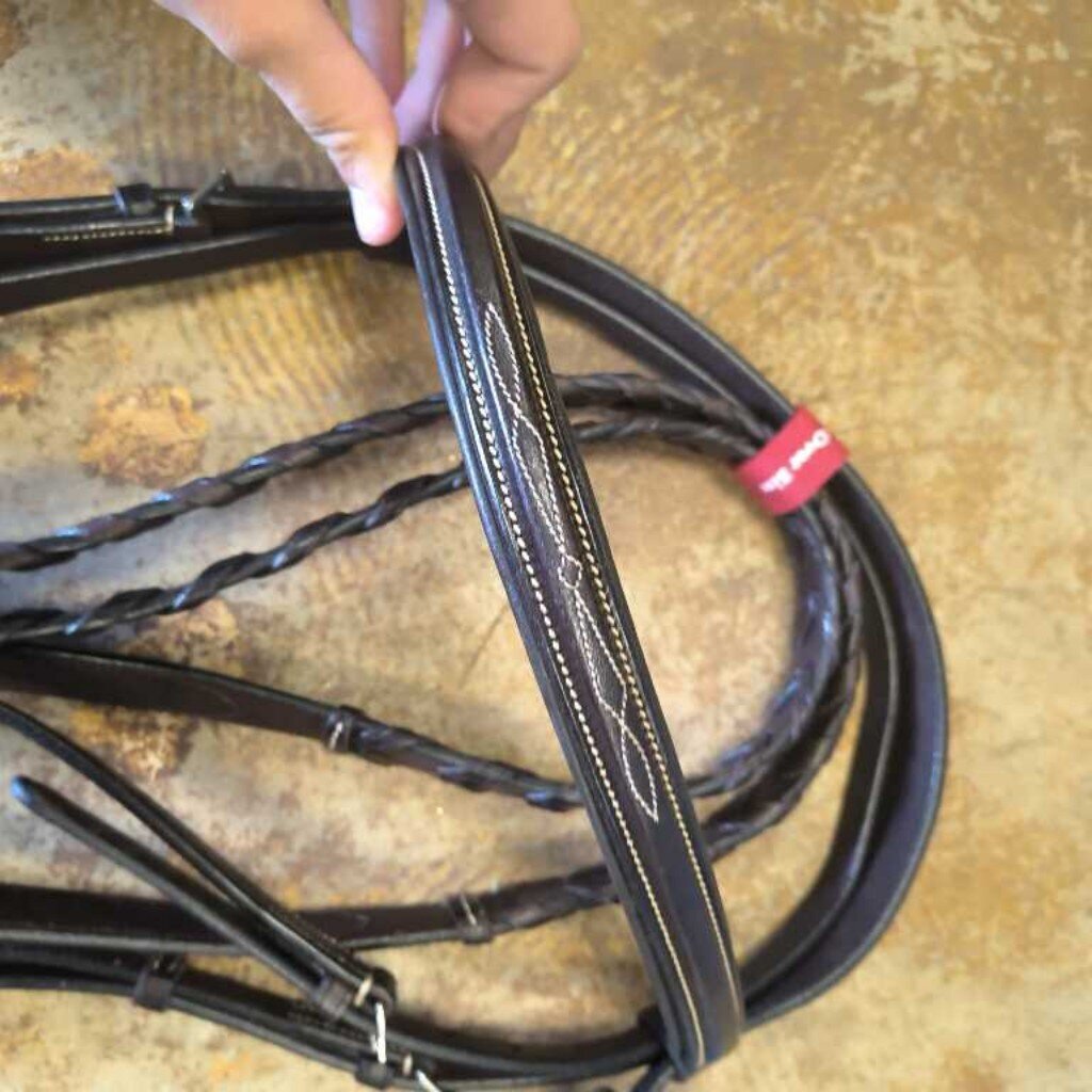 Wide, raised, fancy stitch bridle set