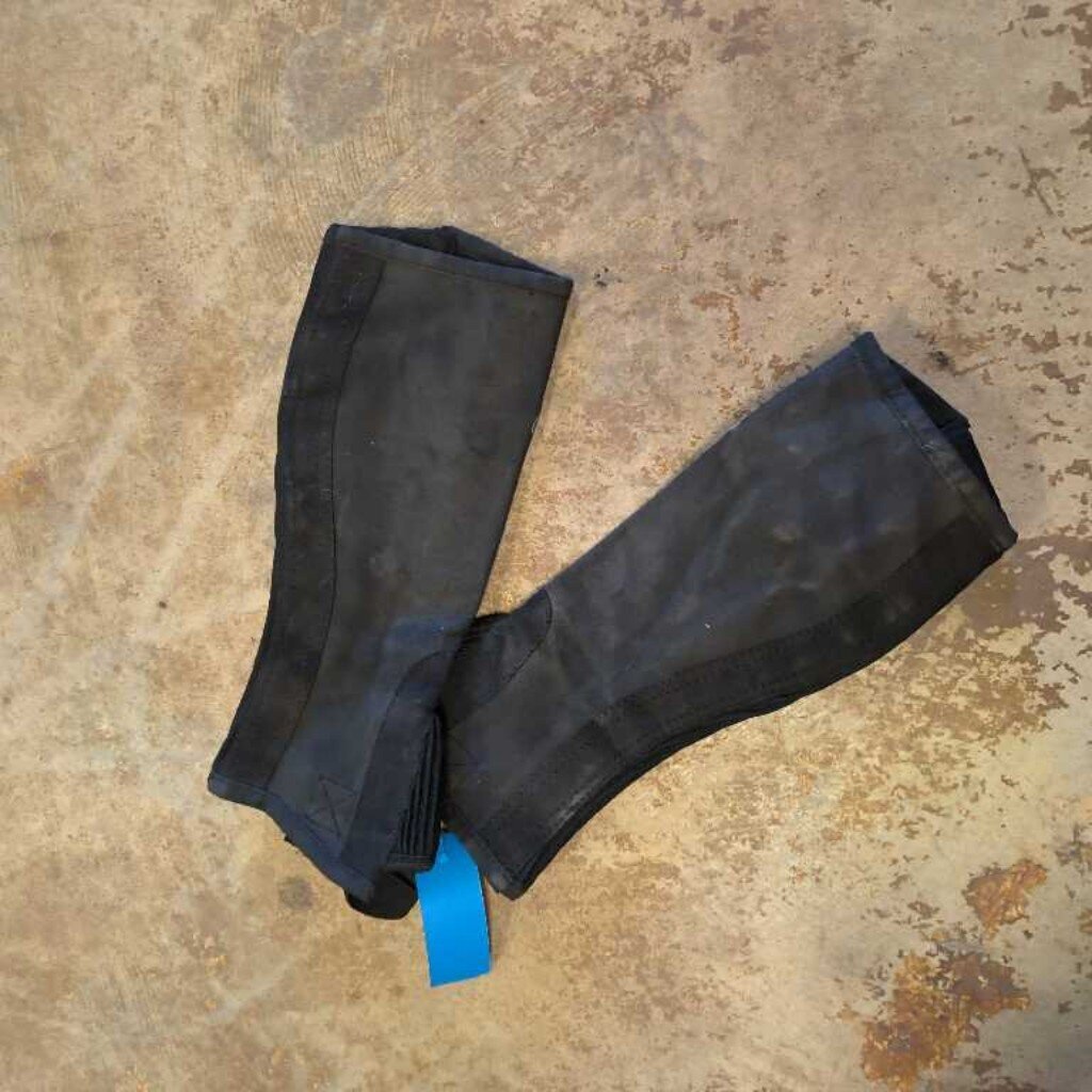 Leather youth schooling half chaps