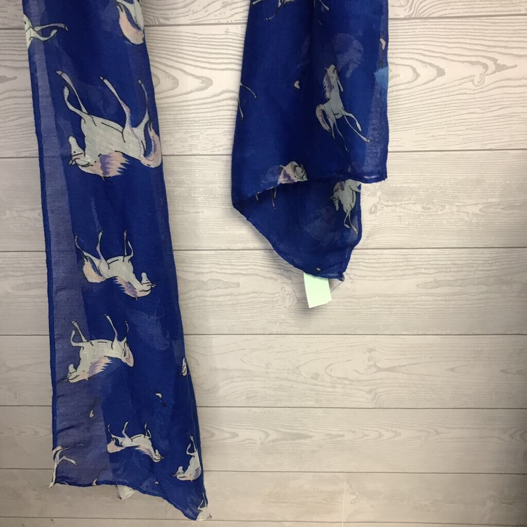 Scarf blue with horses