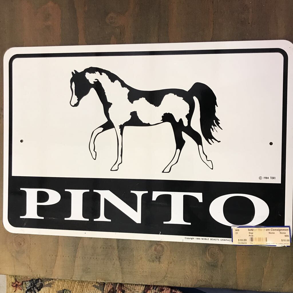 Pinto metal sign