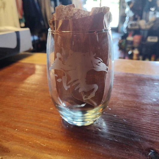 Wine Glass- jumper horse and rider