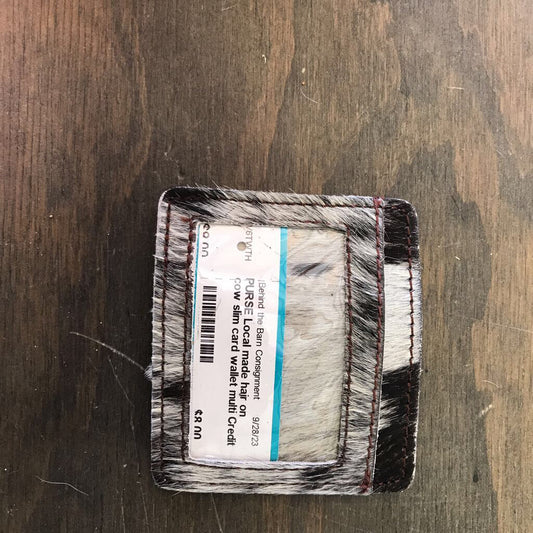 hair on cow slim card wallet