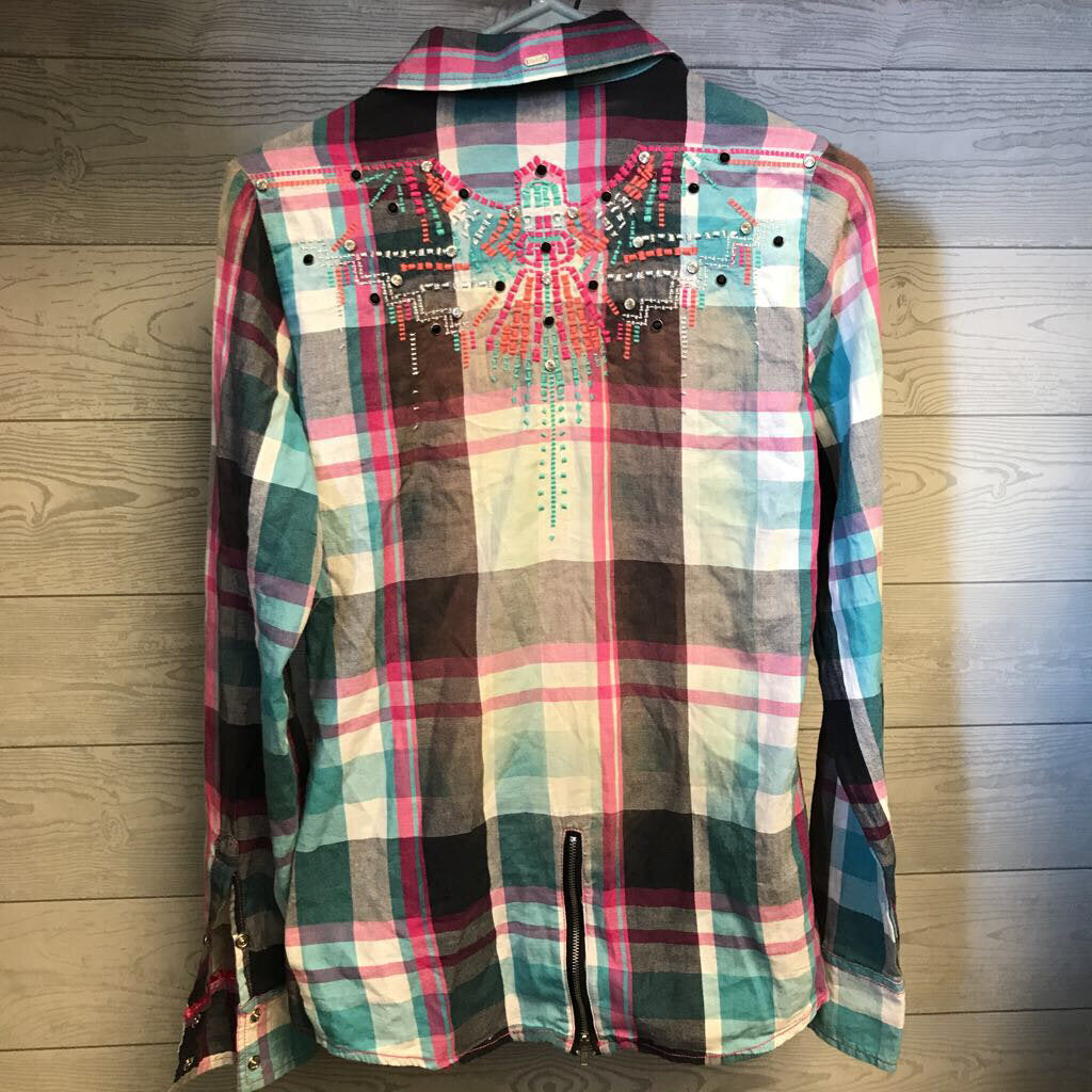Snap long sleeve w embroidery