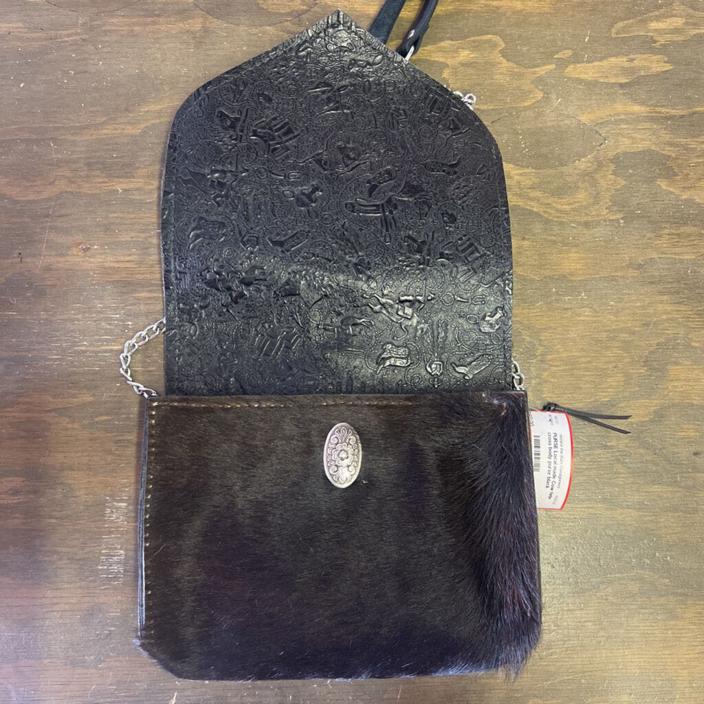 Cow hide cross body purse