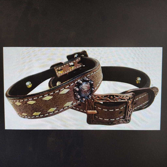 Rough out leather dog collar