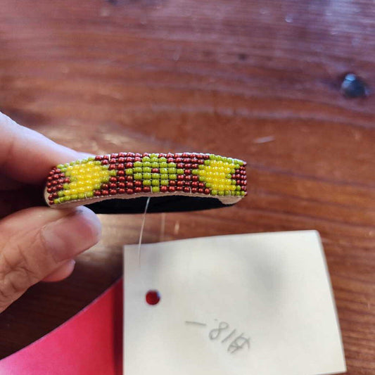 Leather wraped hair tie with beading