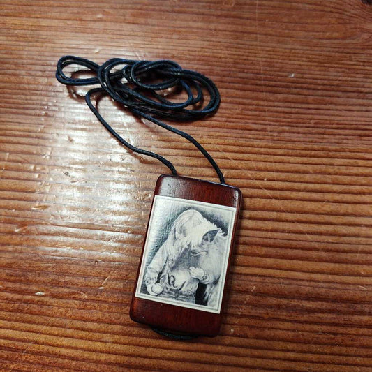 Necklace- Wooden with kid and horse
