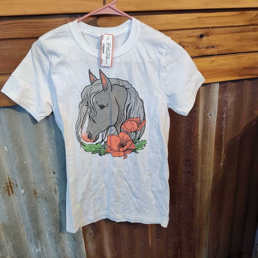 T shirt with horse and poppies
