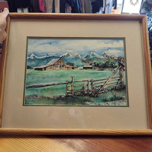 Watercolor barn