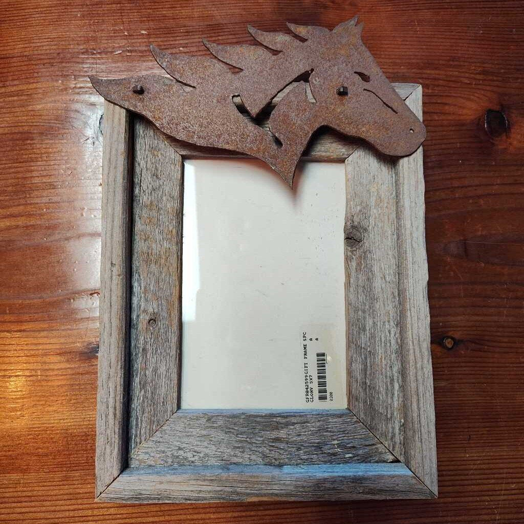 horse head and wood frame