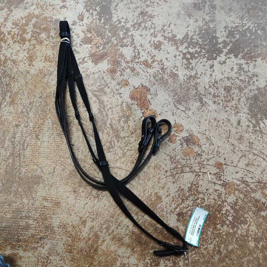 Webbed reins with leather stops