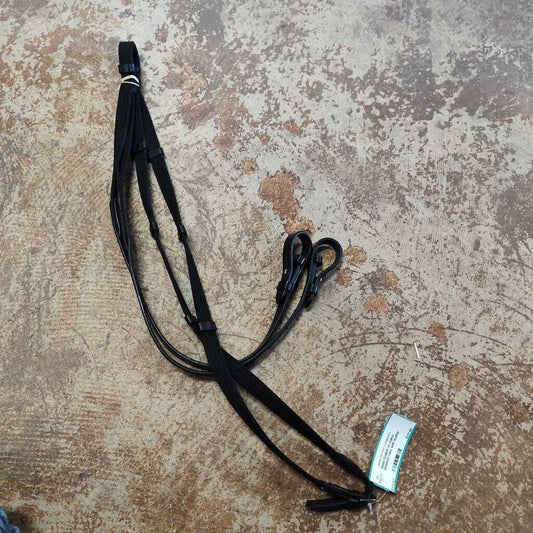 Webbed reins with leather stops