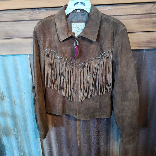 Leather jacket-fringe- adult