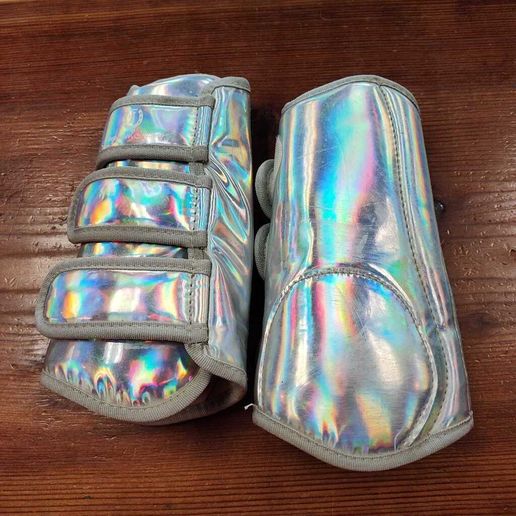 Shiny silver front boots