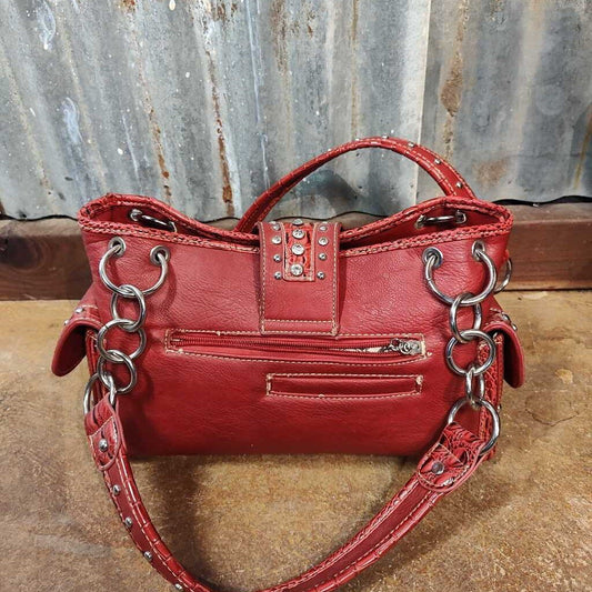 Red shoulder bag bling