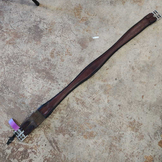 leather girth 1 side elastic- fancy stitch