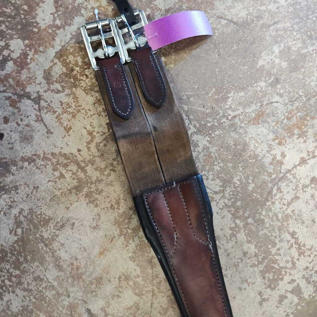 leather girth 1 side elastic- fancy stitch