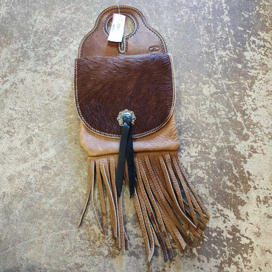 Horn bag with cow hide