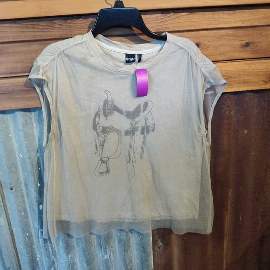 ladies- sleeveless with sheer