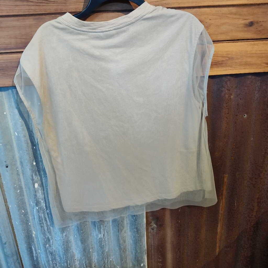 ladies- sleeveless with sheer