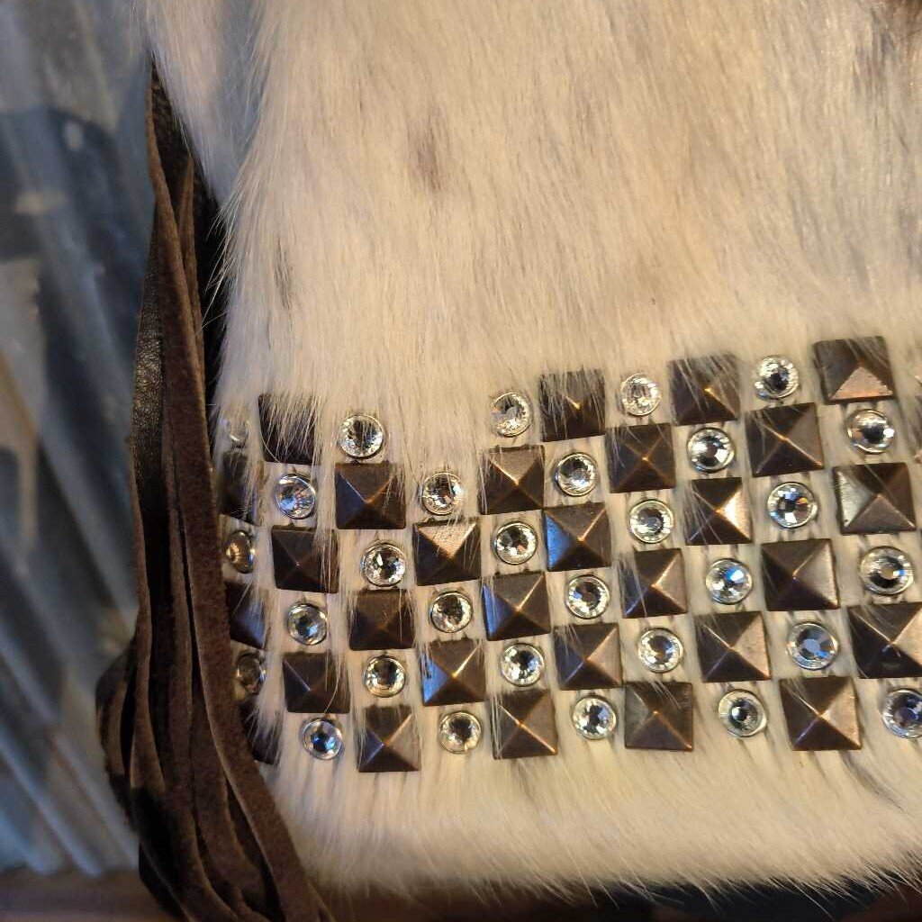 Shoulder bag-cow hide and fringe