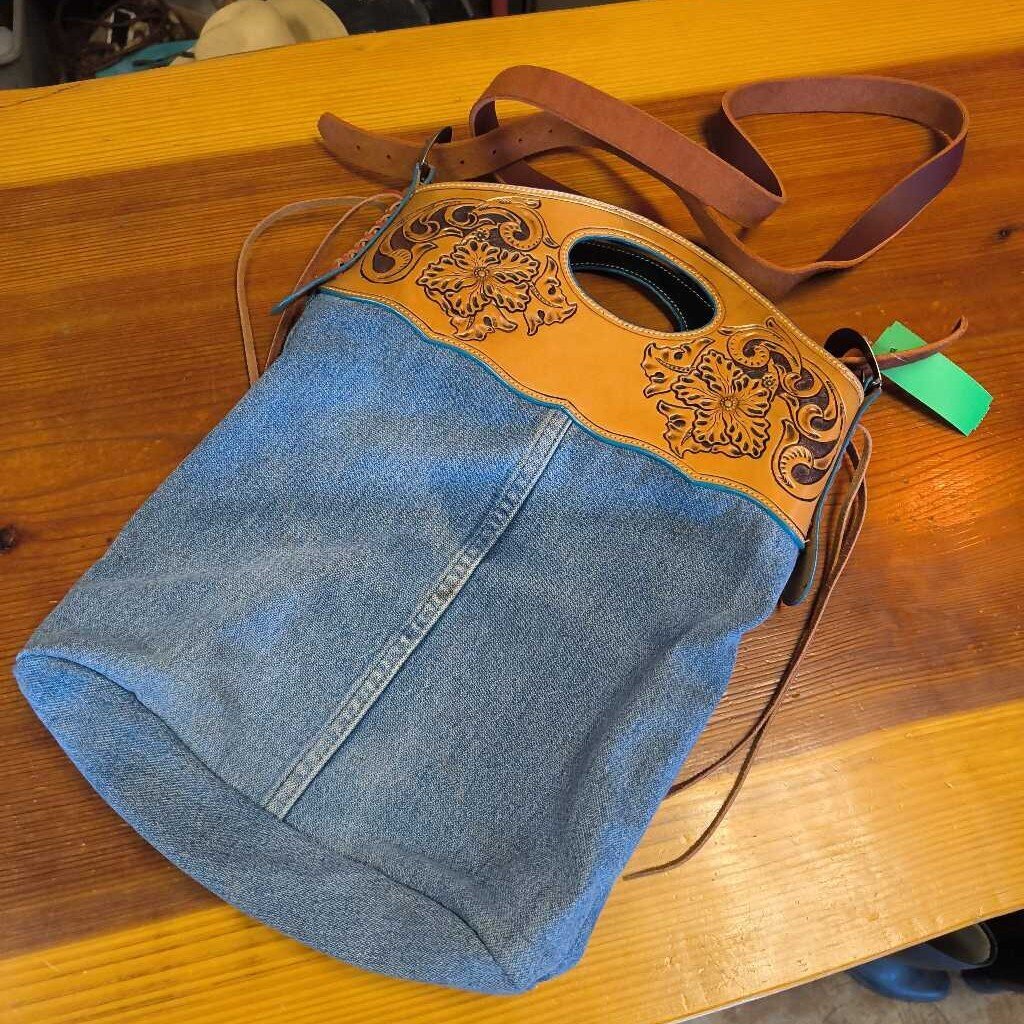 Jean and leather tooled