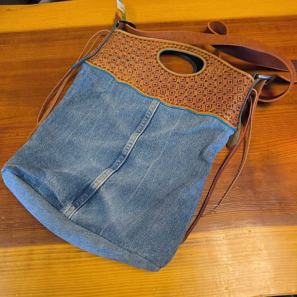 Jean and leather tooled