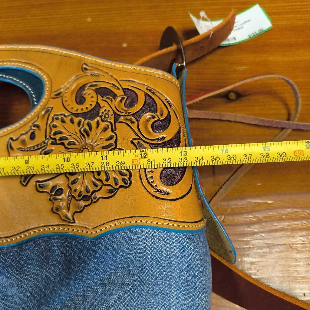 Jean and leather tooled