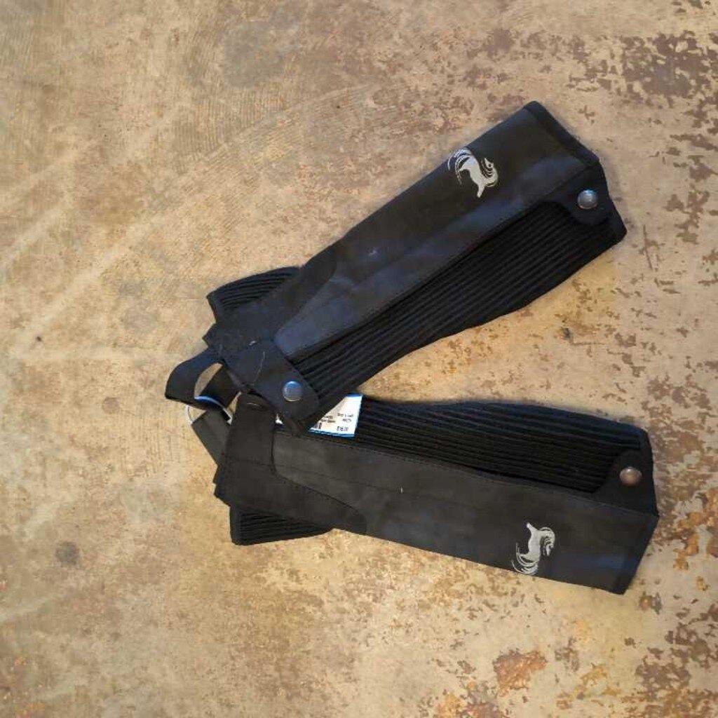 Leather youth schooling half chaps
