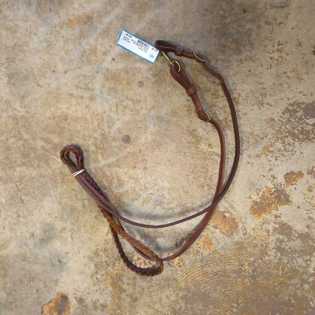 Thin single loop braided leather reins