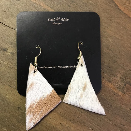 Triangle cowhide earrings