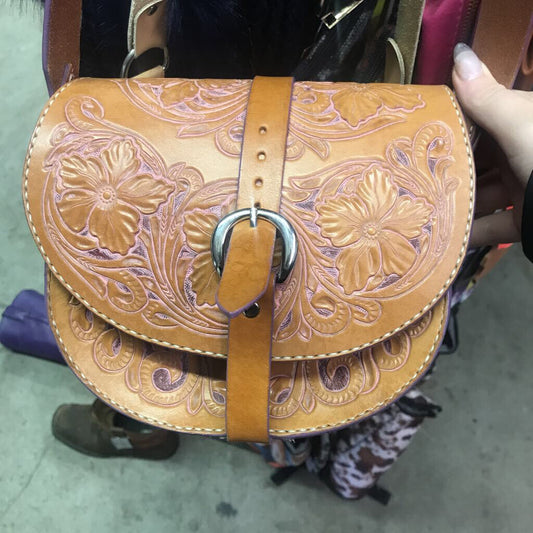 Purse- tooled with purple detail